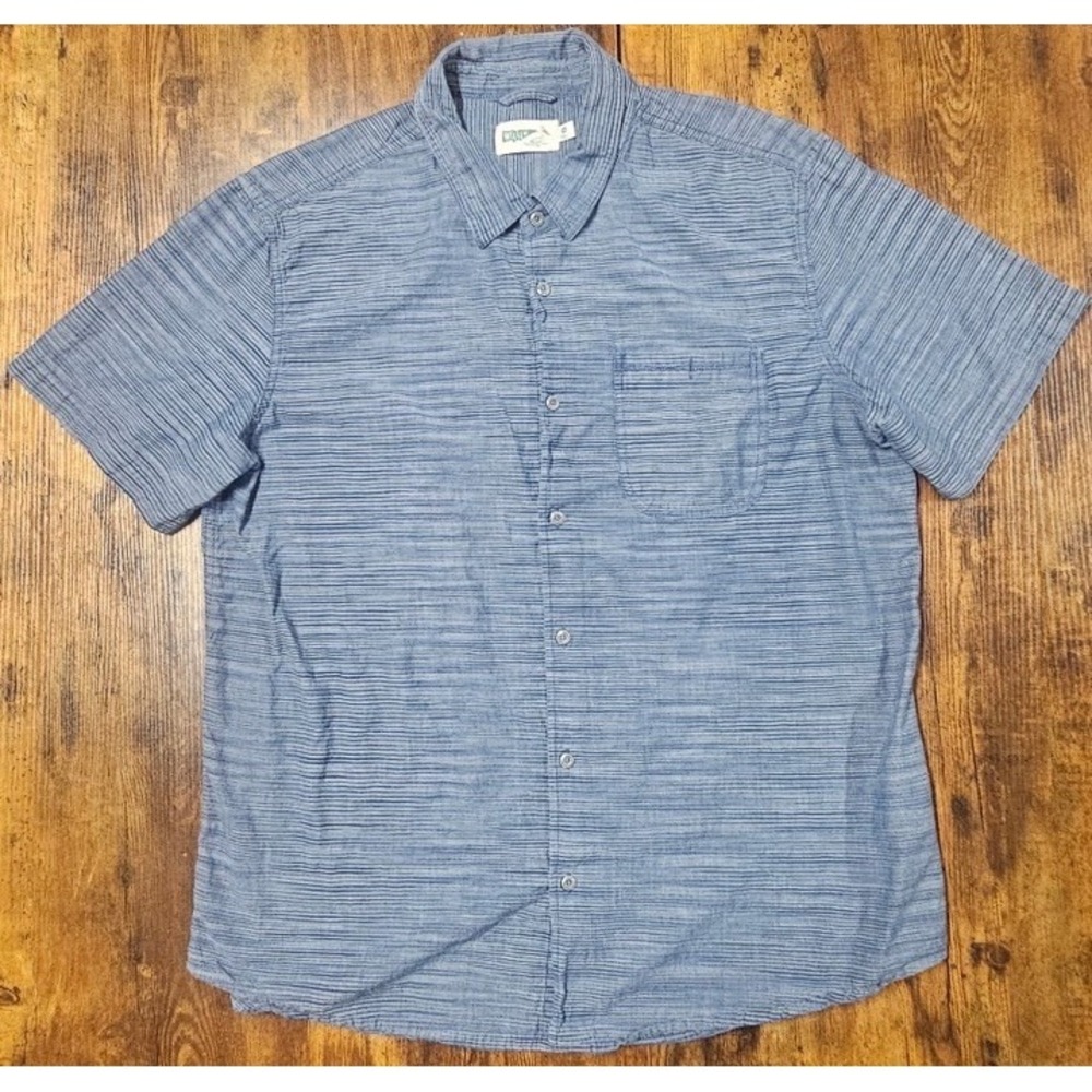 Wellen Shirt Mens‎ 2XL Blue Striped Cotton Button Up Short Sleeve Pocket
